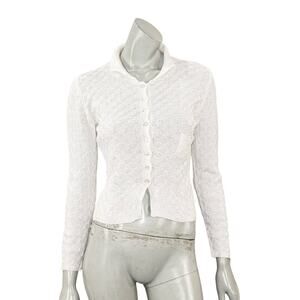 Marion Foale pocket squared textured knit cardigan in white